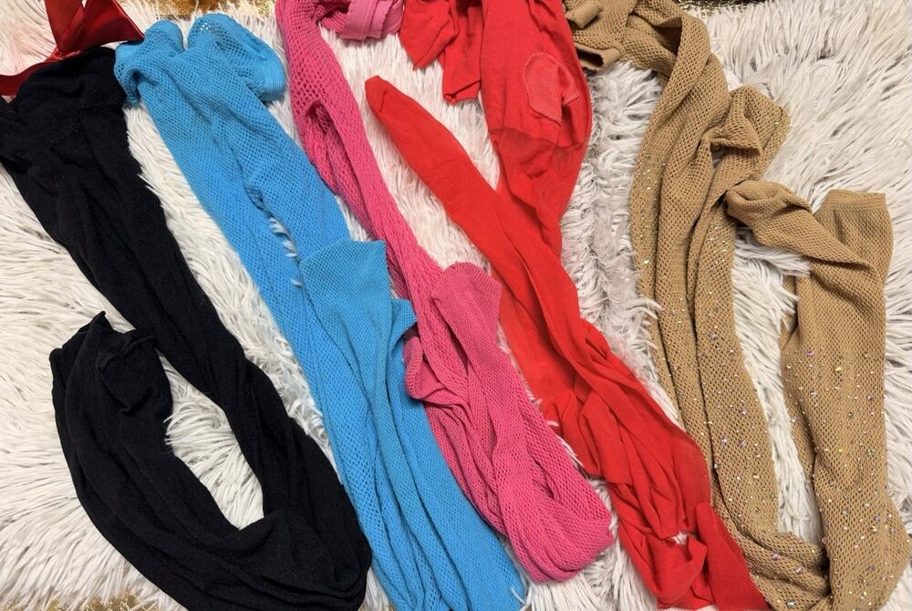 LOT PANTYHOSE 5 Pair Pink Bling Nude Flesh Blue Black Hosiery Craft Wear DANCERS